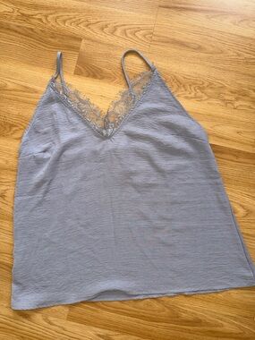 Sadie & Sage Lace-Trim V-Neck Cami in Dusty Gray Medium